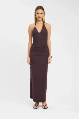 Kookai Paloma Maxi Dress in Dark Mahogany Brown Size AU 8 for rent on The Volte - image 1