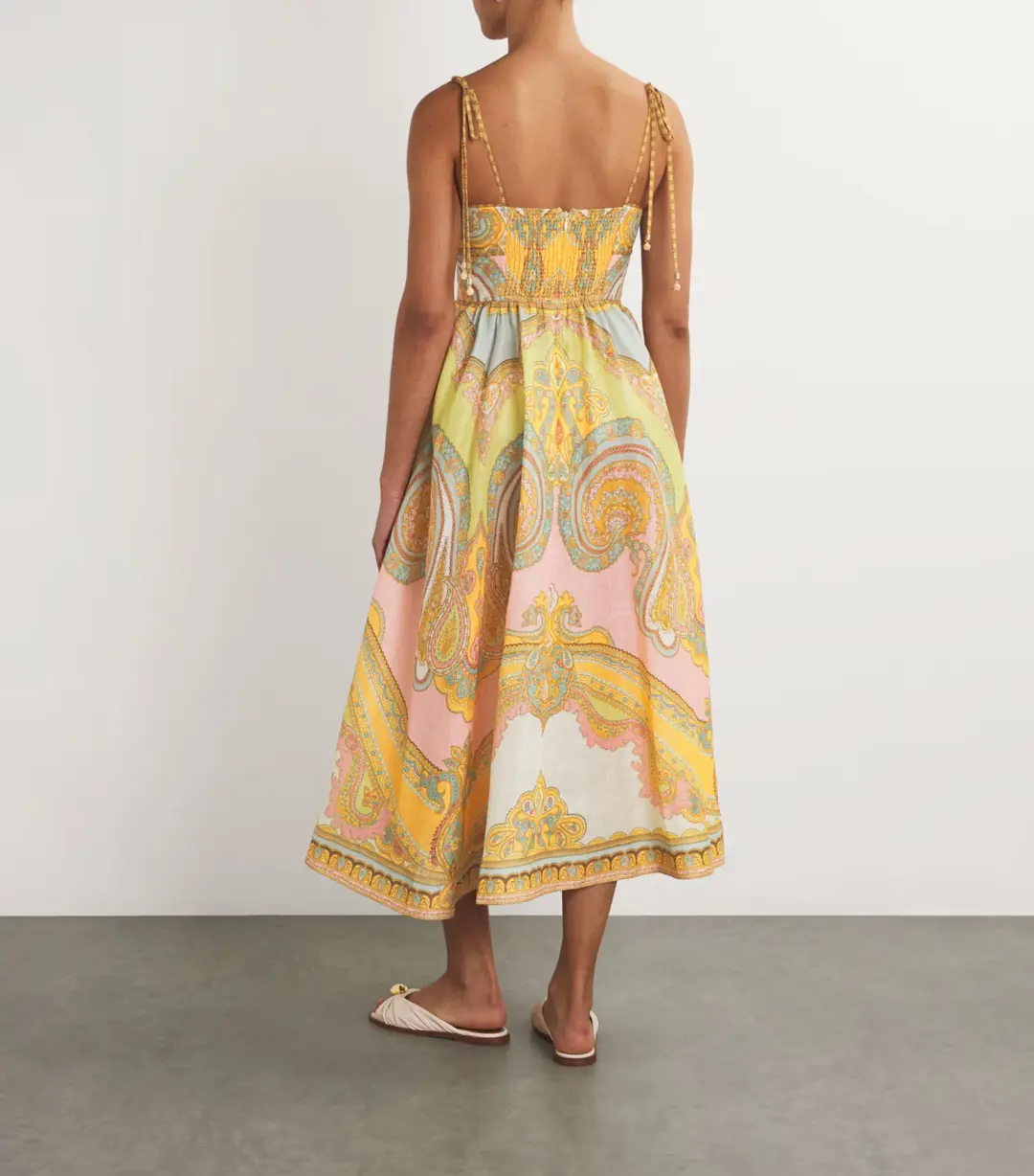 Zimmermann Maxine Picnic Midi Dress Gold Paisley Size 1 / AU 10 for rent on The Volte - main image