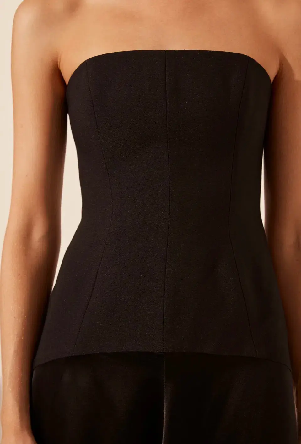 Shona Joy Adri Strapless Panelled Maxi Dress in Black Size 12 for rent on The Volte - main image