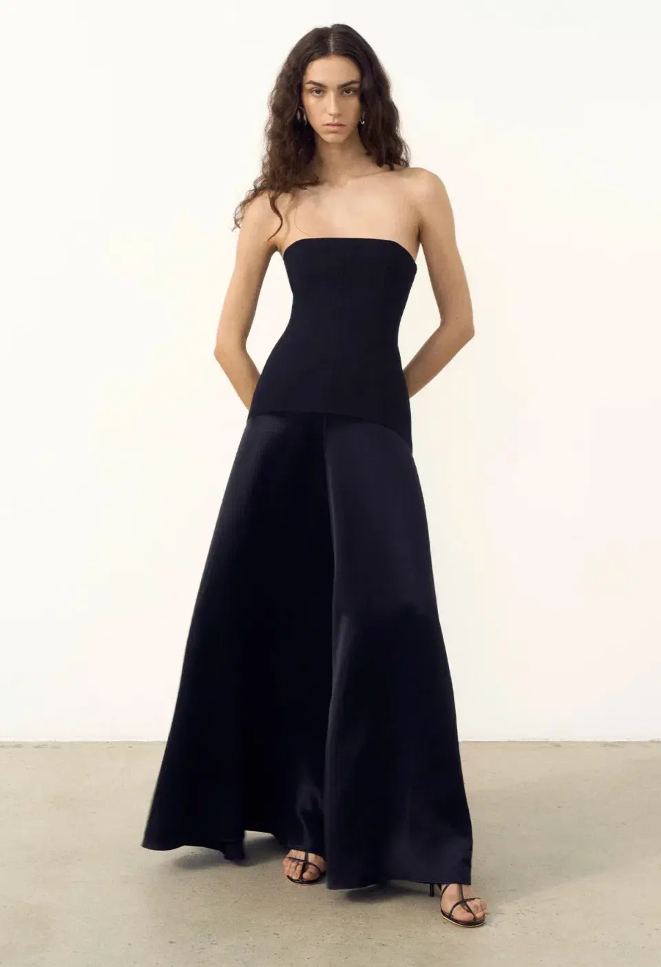 Shona Joy Adri Strapless Panelled Maxi Dress in Black Size 12 for rent on The Volte - main image