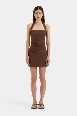 Sir the Label Noemi Halter Mini Dress in Chocolate Brown Size 1 for rent on The Volte - image 1