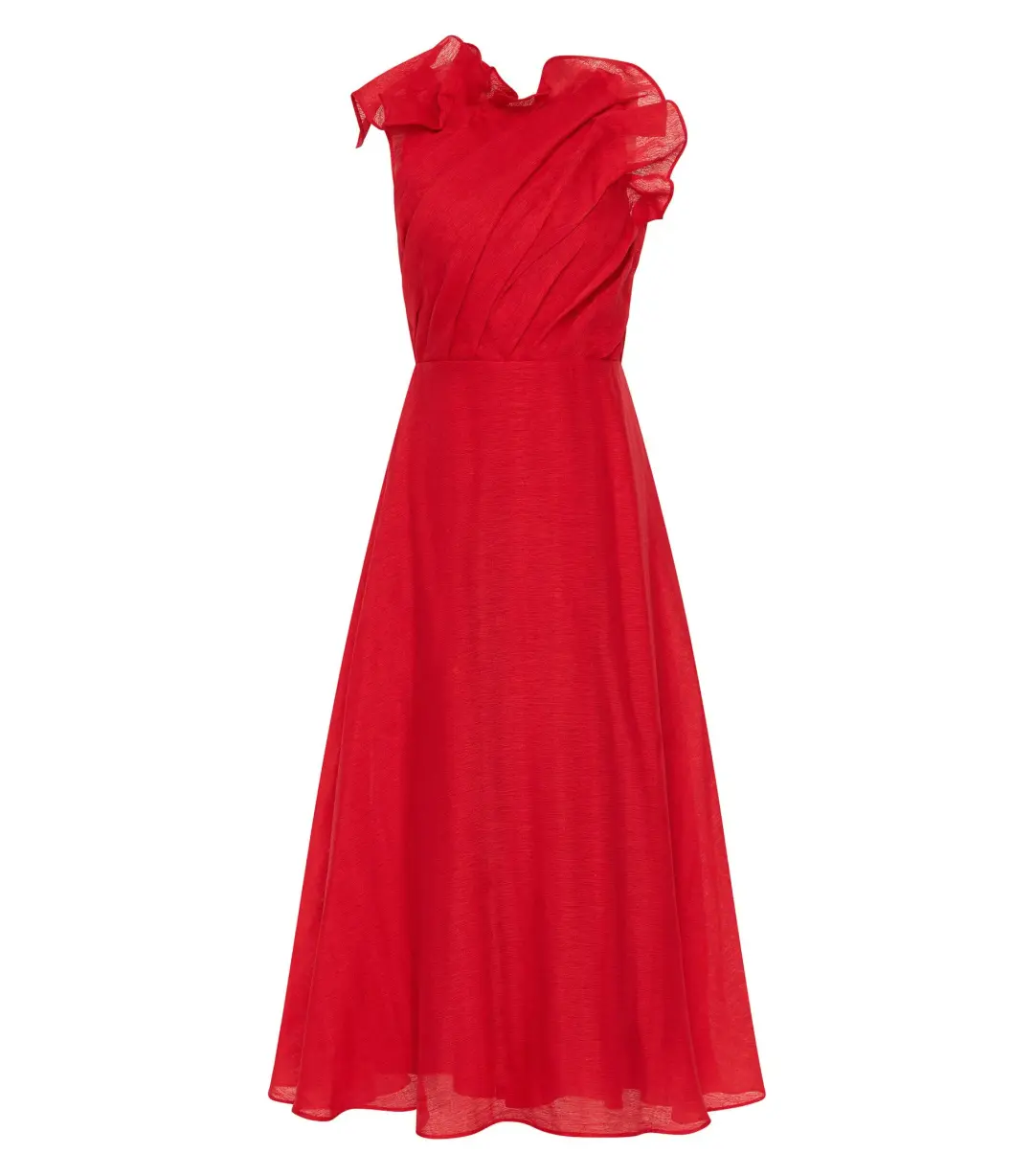 Aje Genesis Midi Dress Scarlet Red Size AU 10 for rent on The Volte - main image