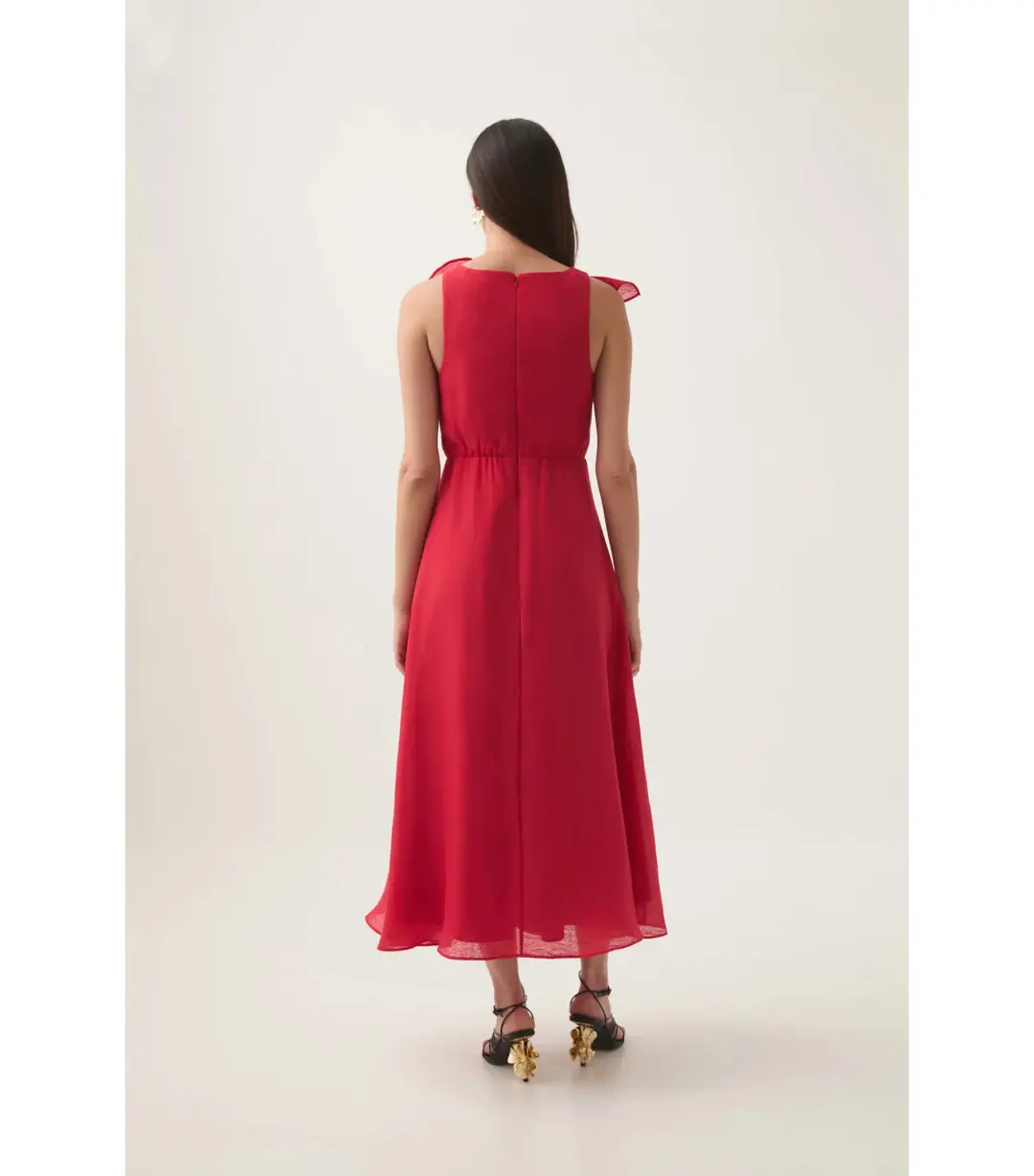Aje Genesis Midi Dress Scarlet Red Size AU 10 for rent on The Volte - main image