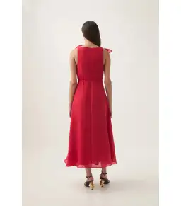 Aje Genesis Midi Dress Scarlet Red Size AU 10 for rent on The Volte - image 2