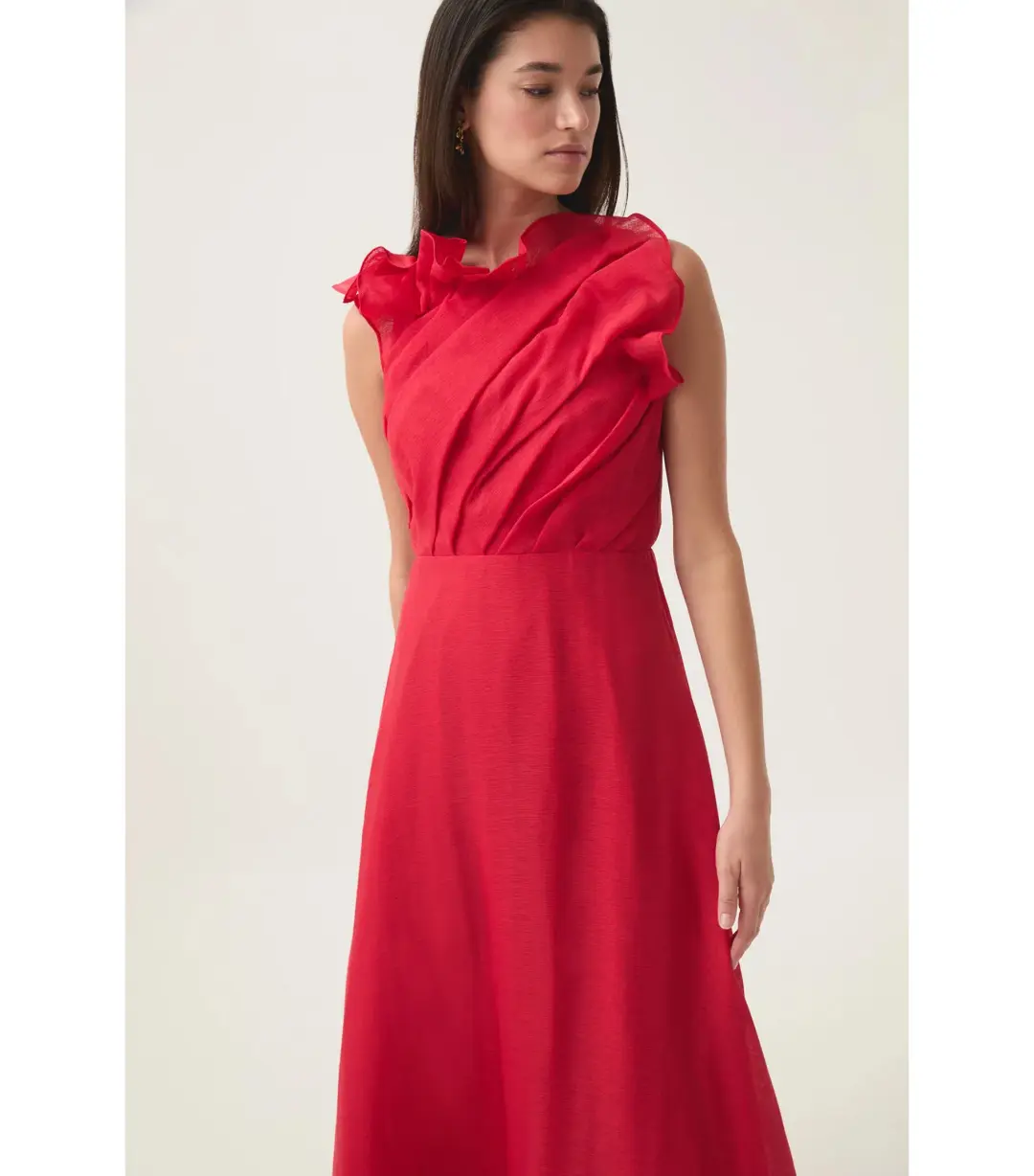 Aje Genesis Midi Dress Scarlet Red Size AU 10 for rent on The Volte - main image