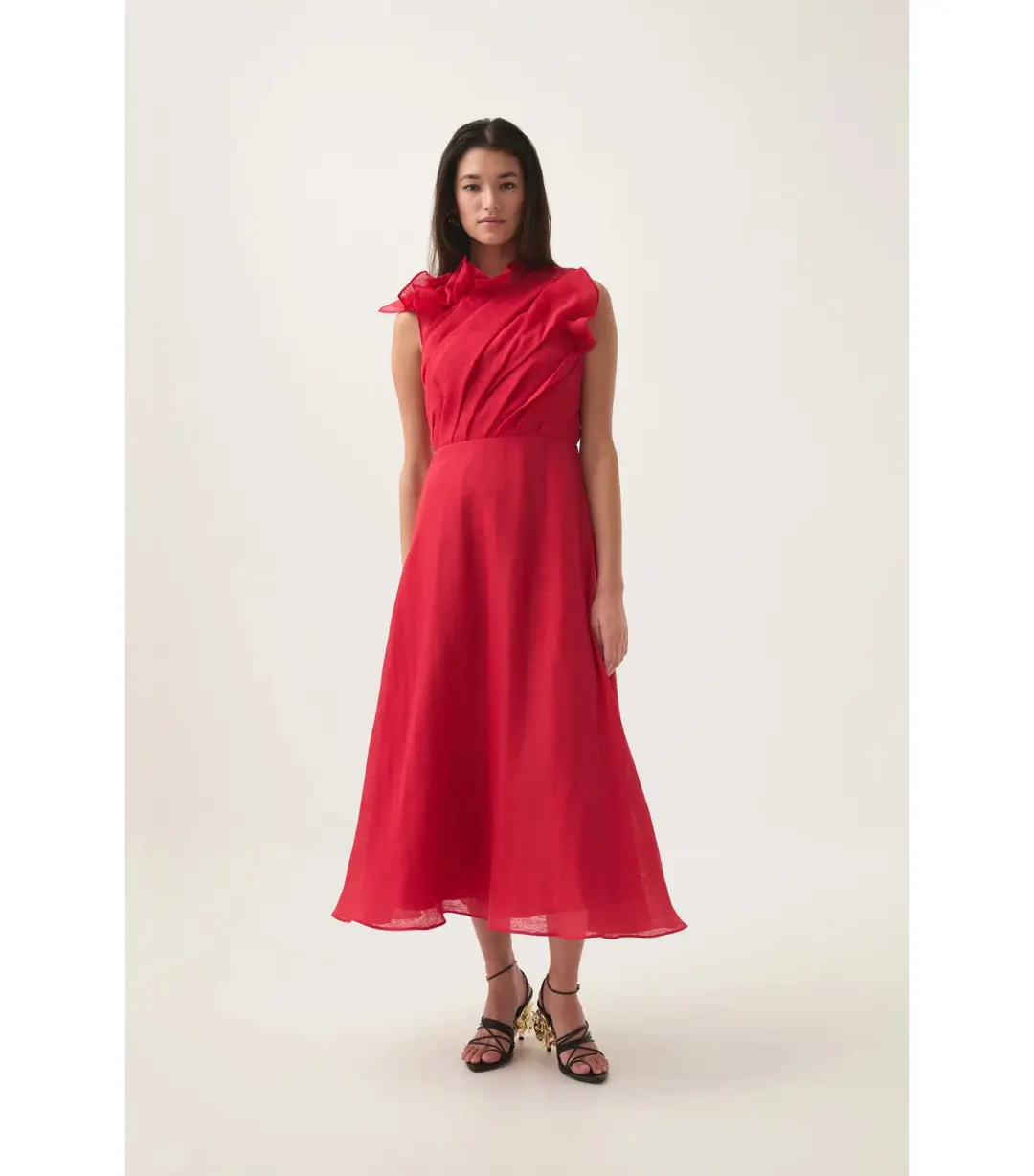 Aje Genesis Midi Dress Scarlet Red Size AU 10 for rent on The Volte - main image