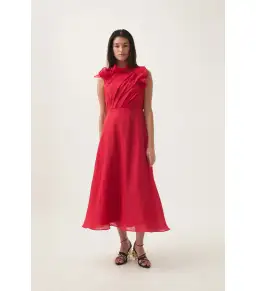Aje Genesis Midi Dress Scarlet Red Size AU 10 for rent on The Volte - image 1