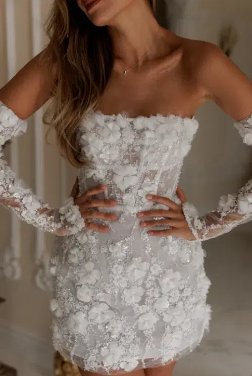 Rosie Etienne Isabelle Mini Dress White Size AU 8 for rent on The Volte - main image