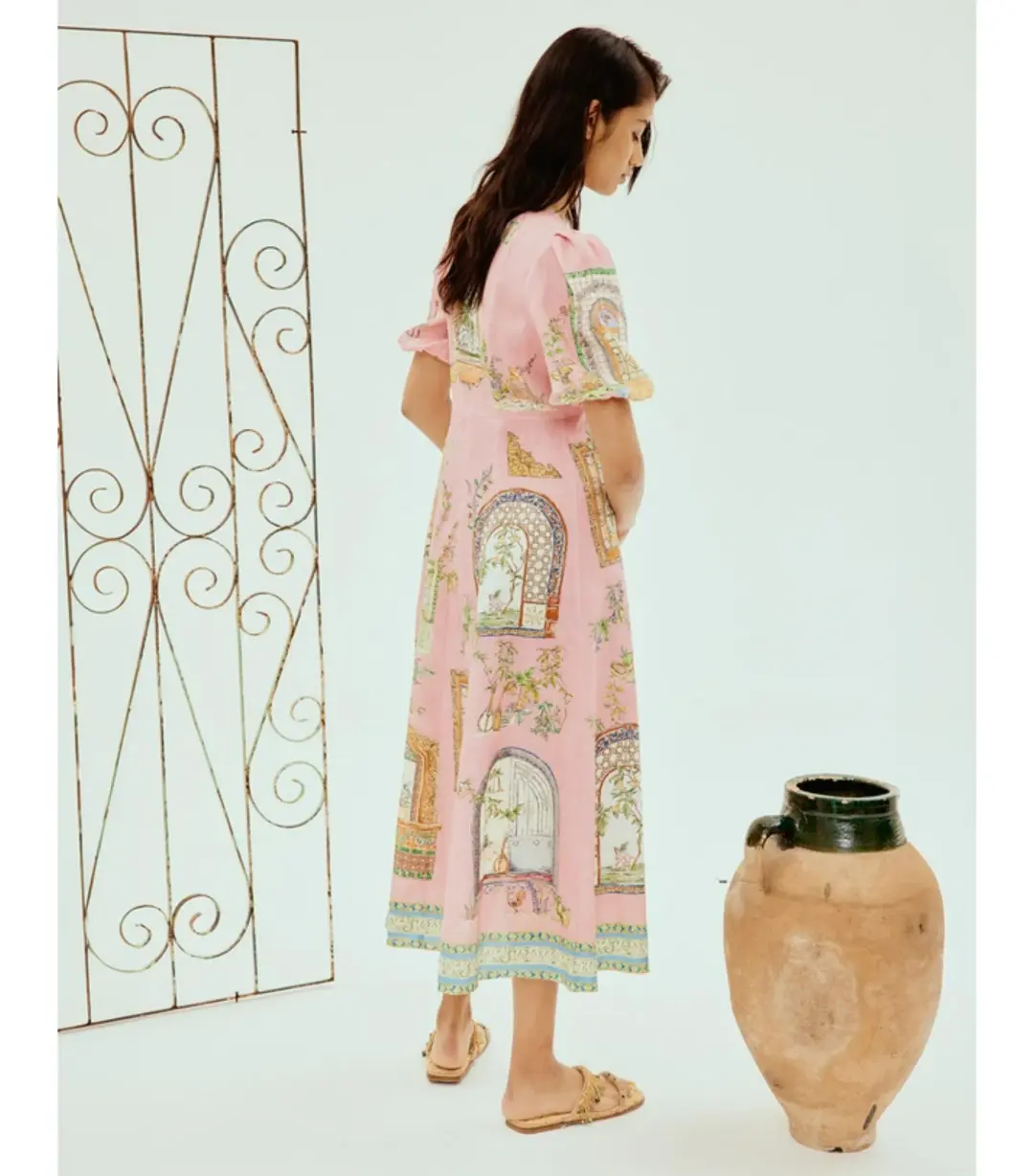 Alemais Monte Midi Dress Pink Size AU 10 for rent on The Volte - main image