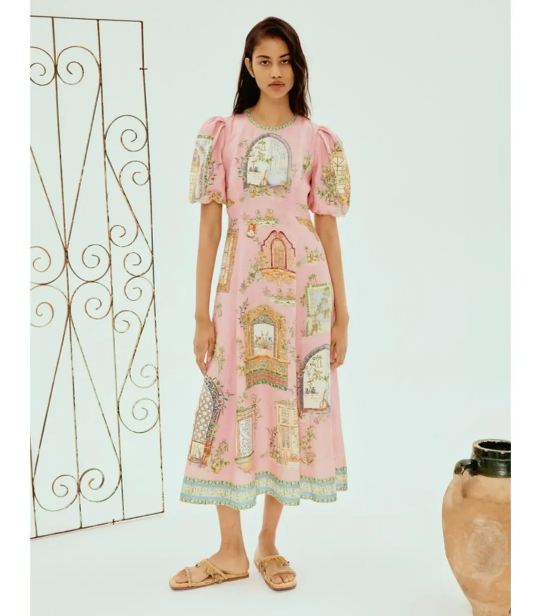 Alemais Monte Midi Dress Pink Size AU 10 for rent on The Volte - main image