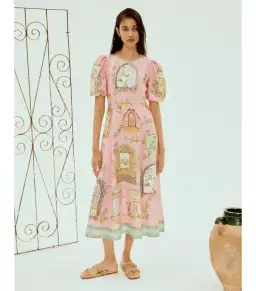 Alemais Monte Midi Dress Pink Size AU 10 for rent on The Volte - image 1