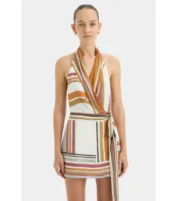 Sir the Label The Caprera Wrap Halter Mini Dress Milazzo Stripe Size AU 8 for rent on The Volte - image 3