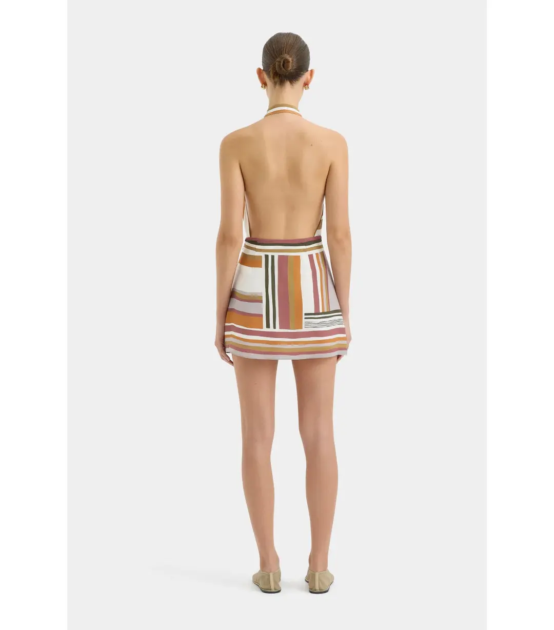 Sir the Label The Caprera Wrap Halter Mini Dress Milazzo Stripe Size AU 8 for rent on The Volte - main image
