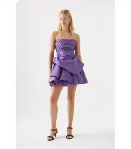 Aje Daybreak Strapless Mini Dress Deep Violet Size AU 12