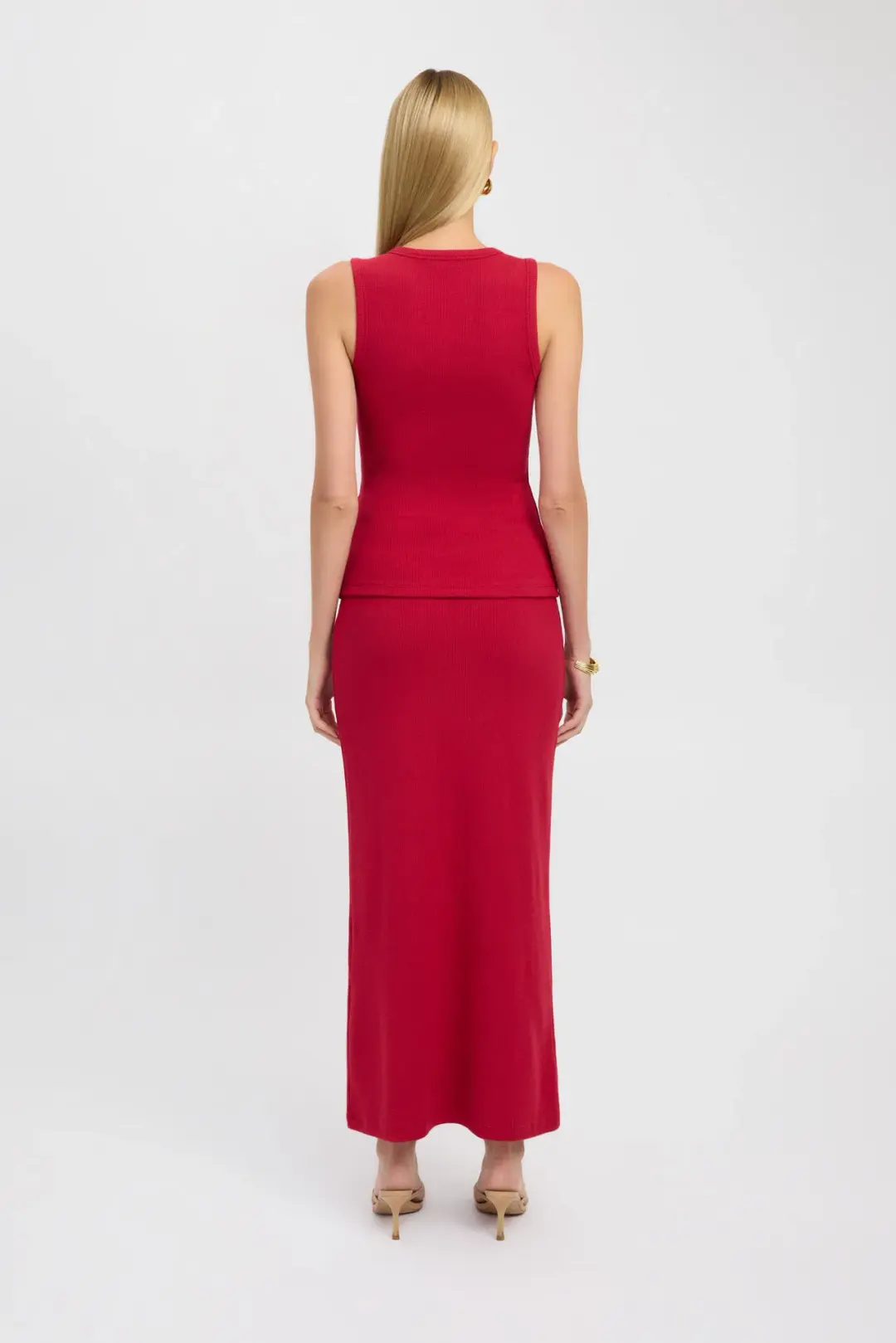 Kookai Bec Button Tank and Carter Maxi Skirt Set Cherry Red Size 6 for rent on The Volte - main image