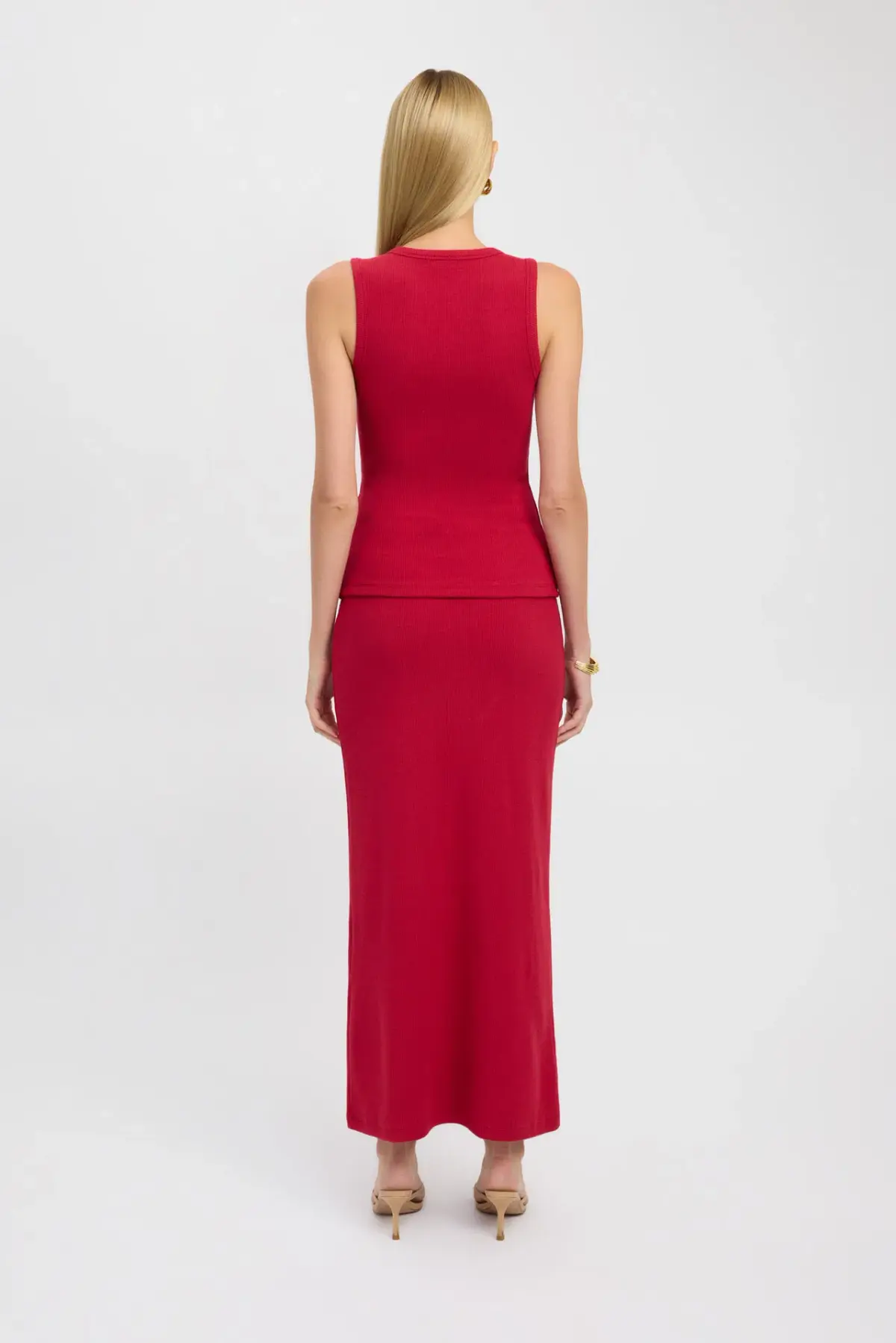 Kookai Bec Button Tank and Carter Maxi Skirt Set Cherry Red Size 6 - Image 2