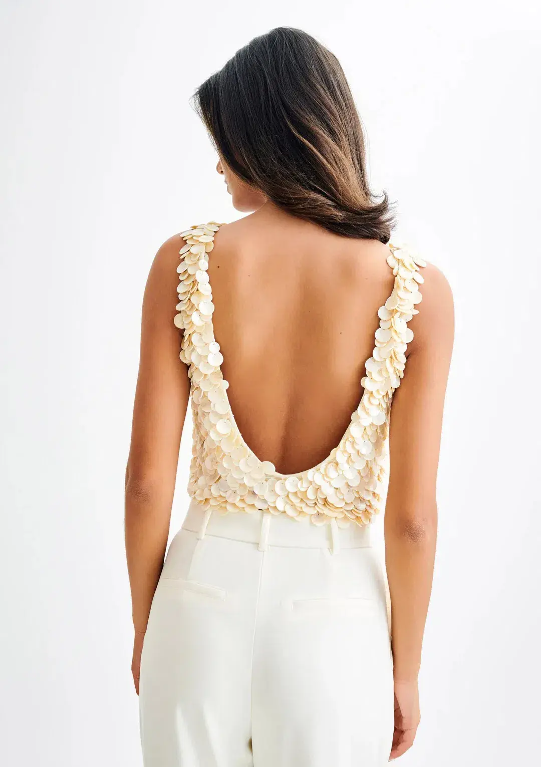 Meshki Willow Mother Of Pearl Halter Top Pearl Size M / AU 10 for rent on The Volte - main image