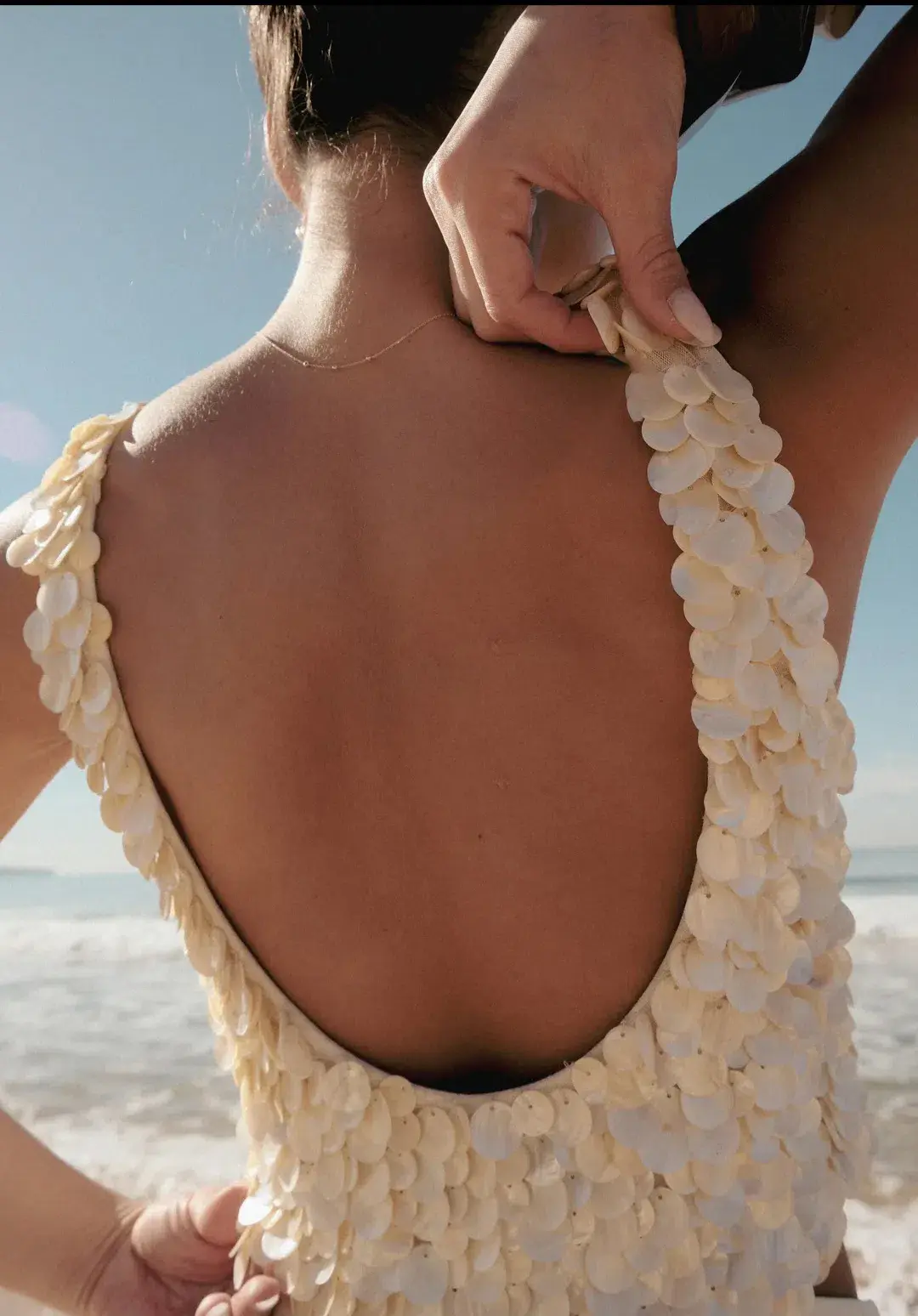 Meshki Willow Mother Of Pearl Halter Top Pearl Size M / AU 10 for rent on The Volte - main image