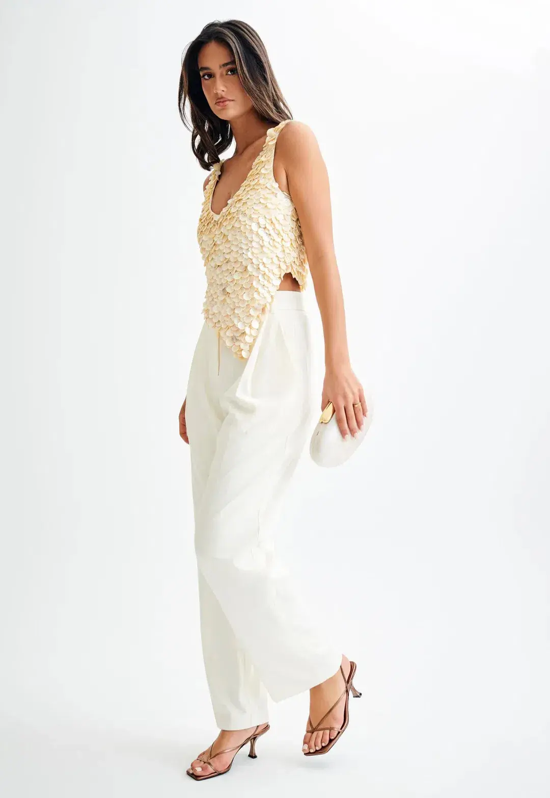 Meshki Willow Mother Of Pearl Halter Top Pearl Size M / AU 10 for rent on The Volte - main image