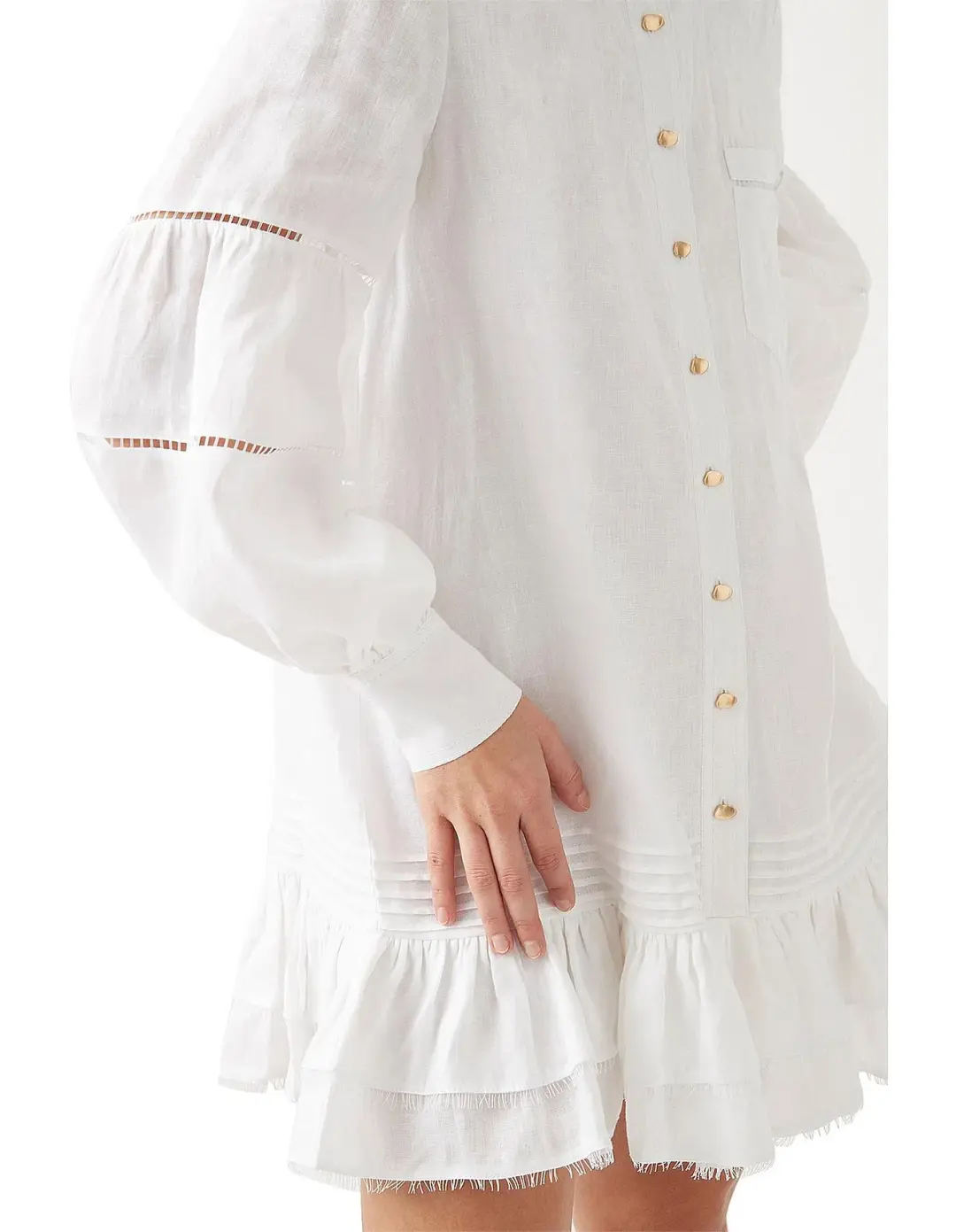 Aje Lotus Shirt Mini Dress Ivory Size 6 for rent on The Volte - main image