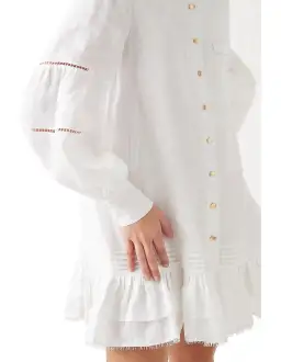 Aje Lotus Shirt Mini Dress Ivory Size 6 for rent on The Volte - image 5