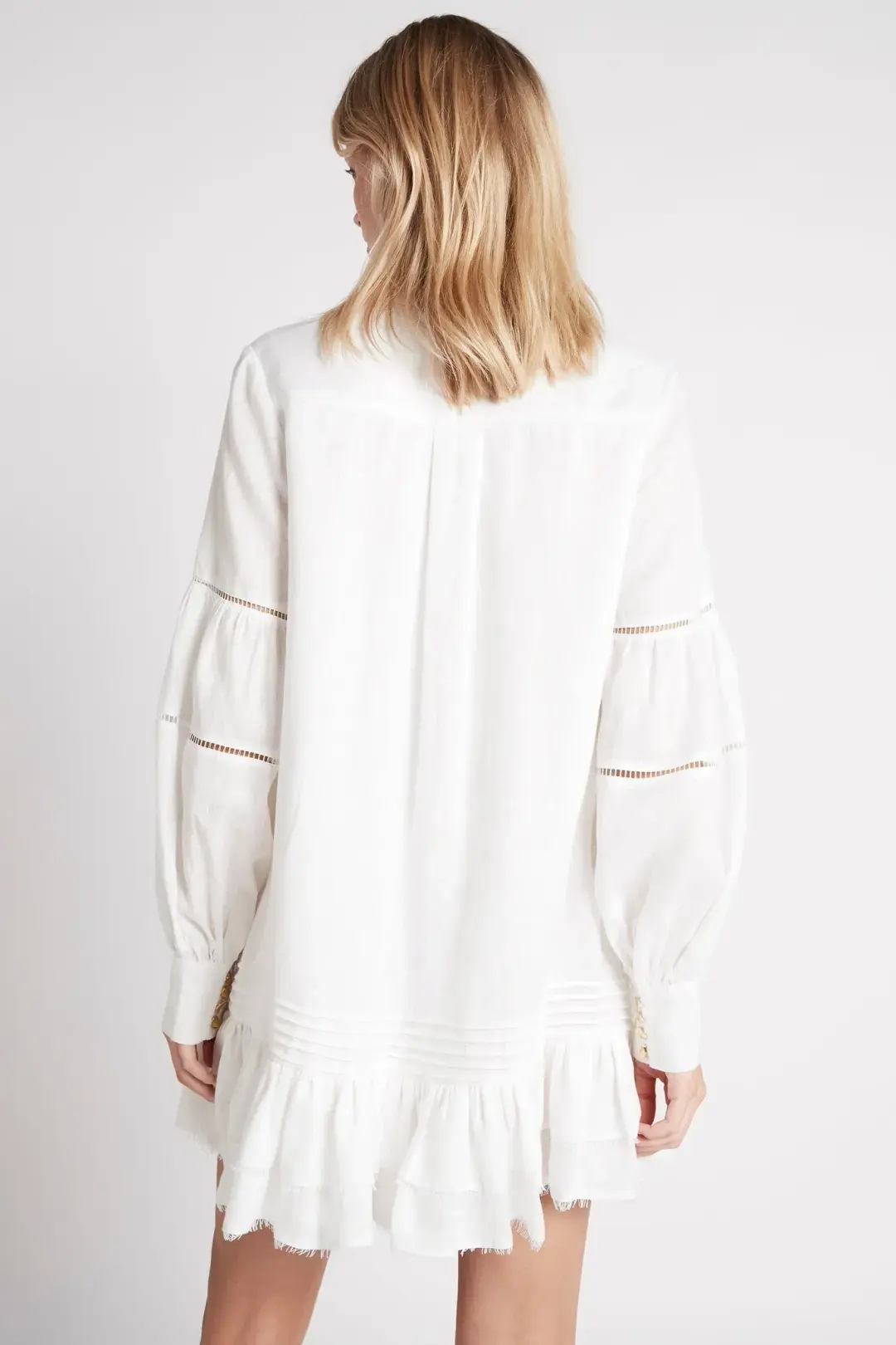 Aje Lotus Shirt Mini Dress Ivory Size 6 for rent on The Volte - main image