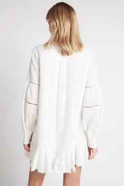 Aje Lotus Shirt Mini Dress Ivory Size 6 for rent on The Volte - image 3
