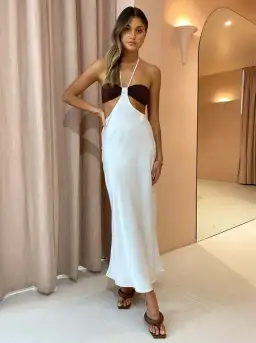 Bec & Bridge Nadia Cut Out Dress Chocolate/Ivory Size 10 for rent on The Volte - image 1