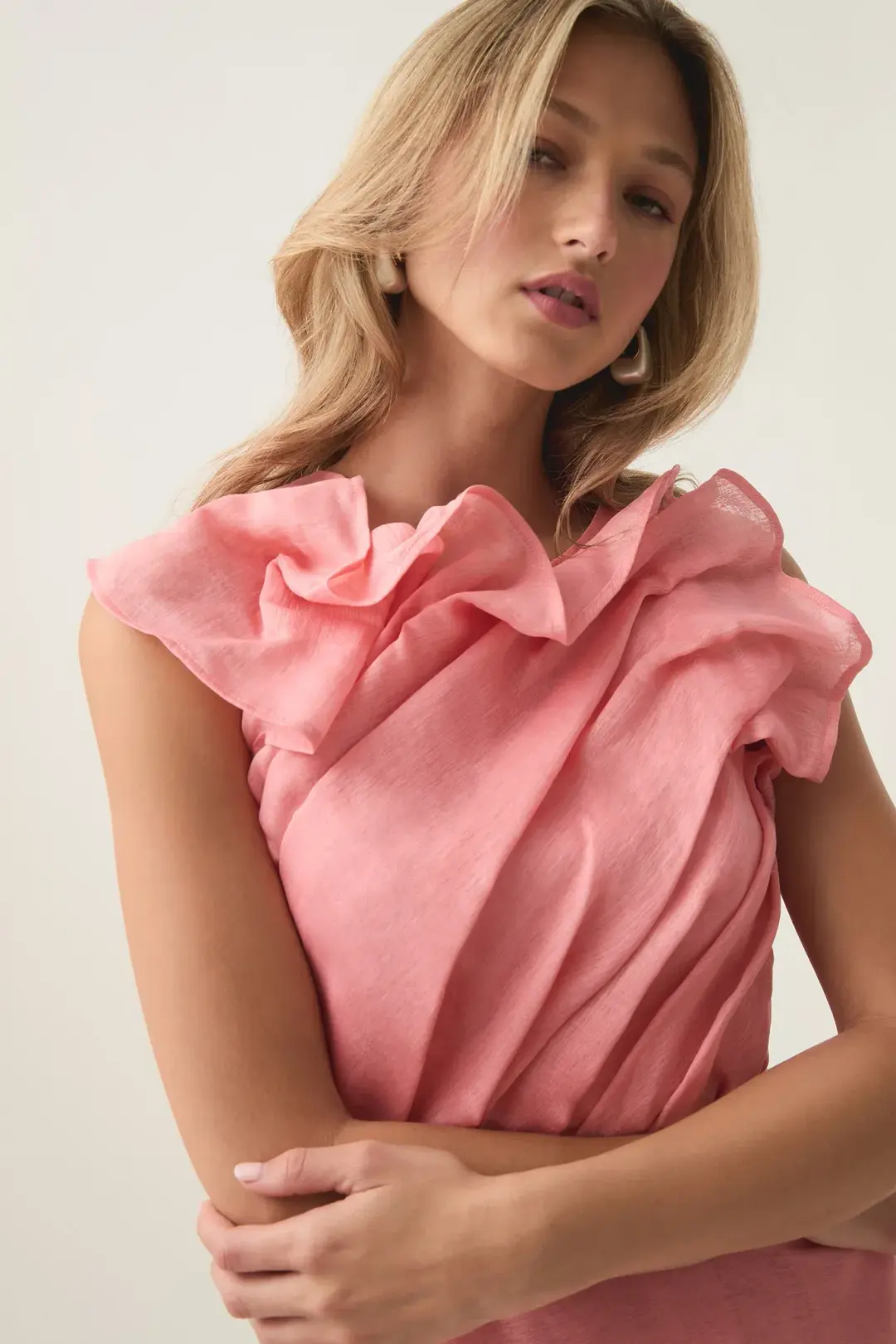 Aje Genesis Midi Dress in Washed Coral Size 14 for rent on The Volte - main image