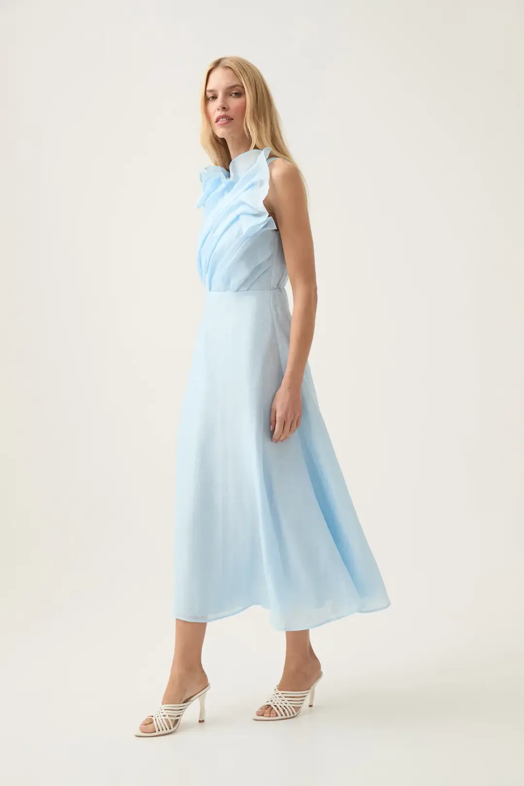 Aje Genesis Midi Dress in Sea Breeze Blue Size 14 for rent on The Volte - main image