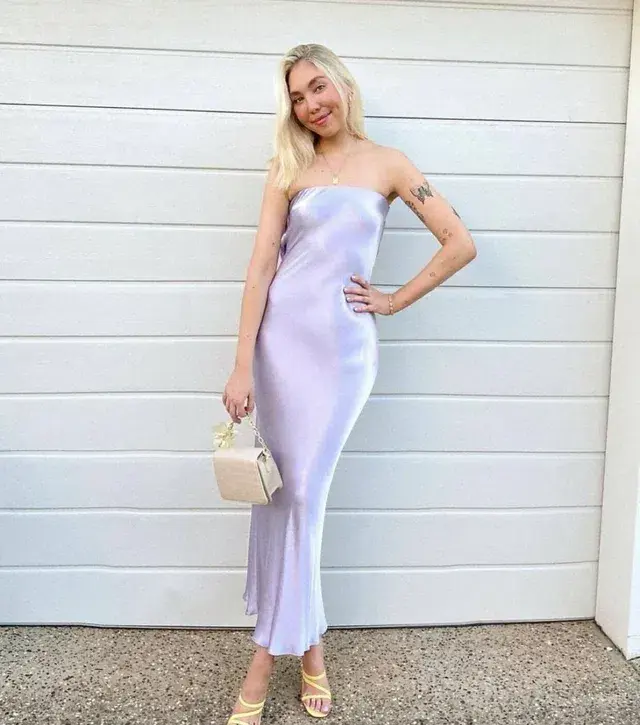 Bec & Bridge Moon Dance Strapless Dress Lilac Size 8 for rent on The Volte - main image