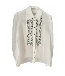 Zimmermann Long Sleeve Tuxedo Ruffle Blouse White Size 1 / AU 10 for rent on The Volte - image 2