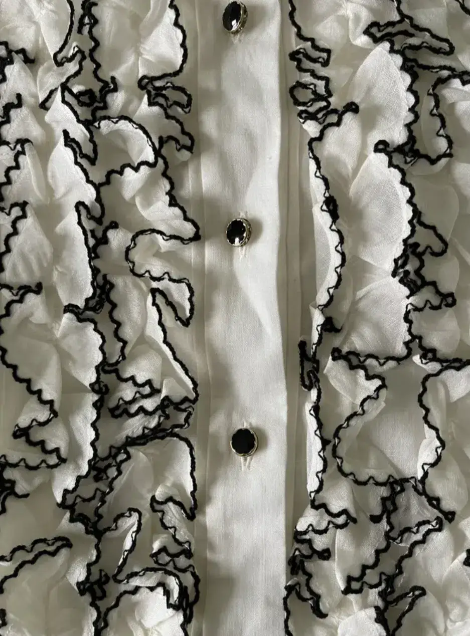 Zimmermann Long Sleeve Tuxedo Ruffle Blouse White Size 1 / AU 10 for rent on The Volte - main image