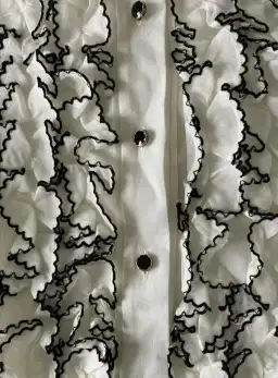 Zimmermann Long Sleeve Tuxedo Ruffle Blouse White Size 1 / AU 10 for rent on The Volte - image 3