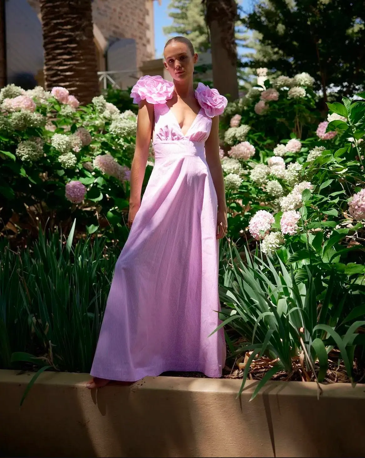 Aston Studio The Eliza Dress In Fuchsia Fine Stripe Size AU 8 - Image 1