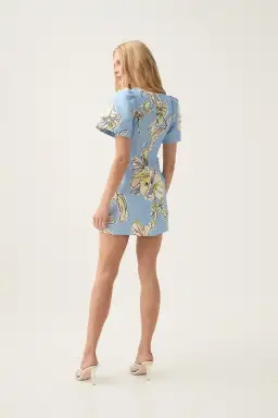 Aje Presence Twisted Mini Dress in Blue Hibiscus Size AU 8 for rent on The Volte - image 2