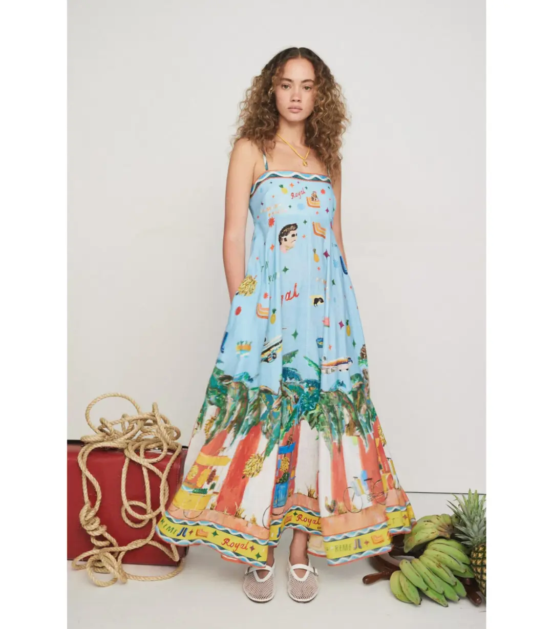 Alemais All Aboard Dress Blue Print Size AU 10 for rent on The Volte - main image