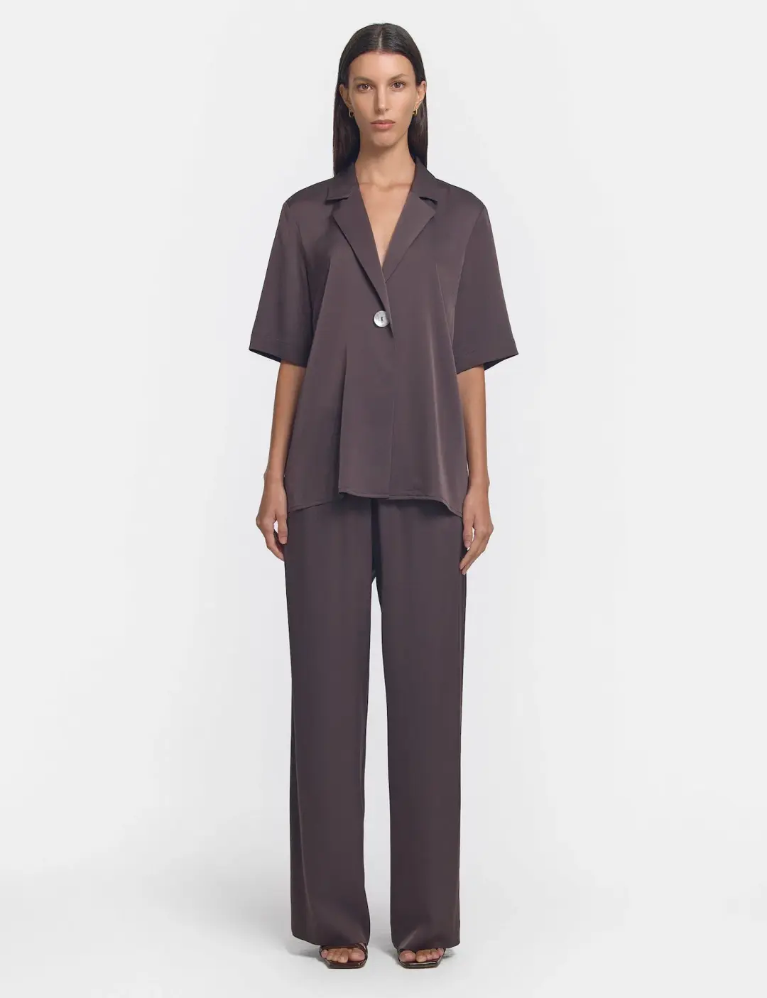 Viktoria and Woods Concert Shirt Size 1 and Pilot Pant Size 2 Set Chocolate for rent on The Volte - main image