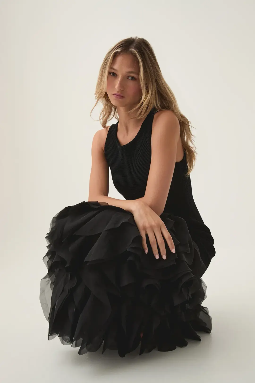 Aje Elations Knit Maxi Dress Black Size 10 for rent on The Volte - main image