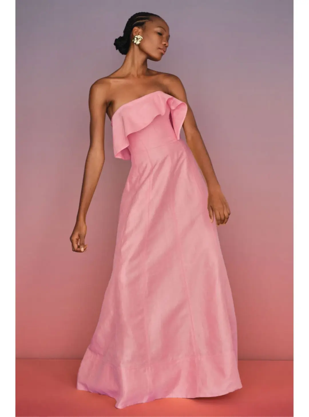 Aje Shallows Strapless Gown Pink Size AU 10 for rent on The Volte - main image