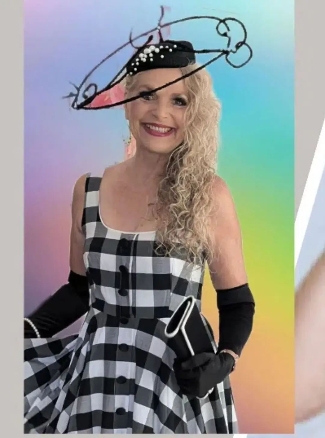 Sonlia Fashion Fascinator Hair Comb and Band in Black and White for rent on The Volte - main image