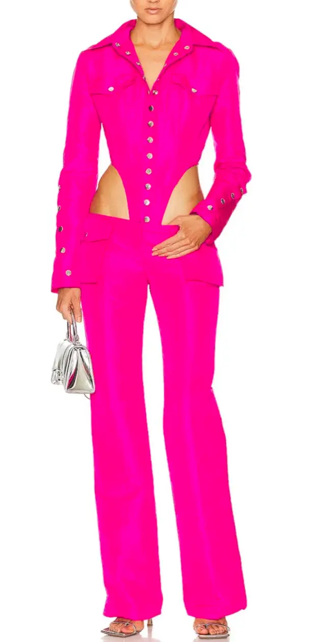 LAQUAN SMITH LOW-RISE SATIN CARGO PANTS SIZE 6 - Image 1