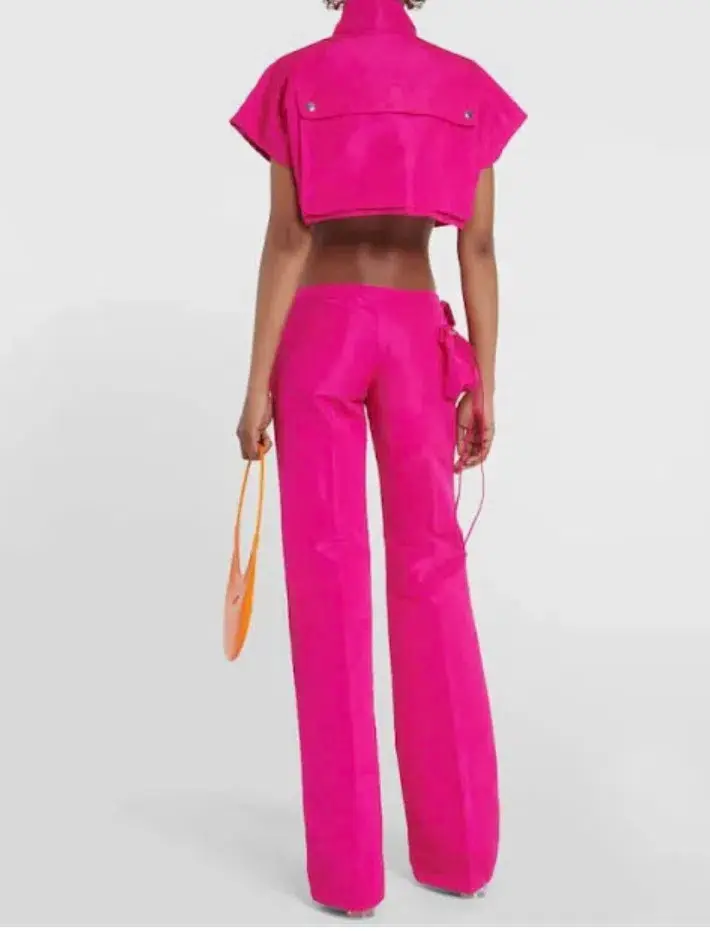 LAQUAN SMITH LOW-RISE SATIN CARGO PANTS SIZE 6 - Image 3