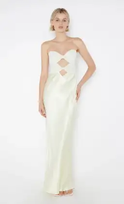 BEC + BRIDGE - Halle Strapless Dress in Ice Yellow Size AU 8 for rent on The Volte - image 1