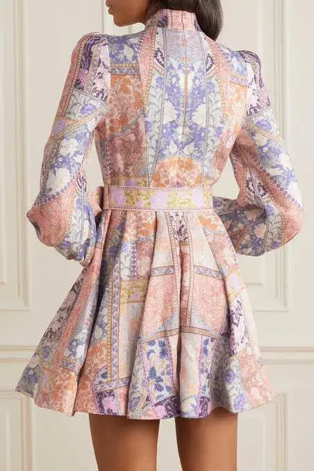 Zimmermann Kaleidoscope Buttoned Mini Dress Size 3 AU 14 for rent on The Volte - main image