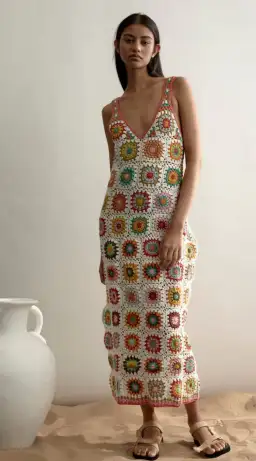 Alémais Crochet Midi Dress White Size AU 14