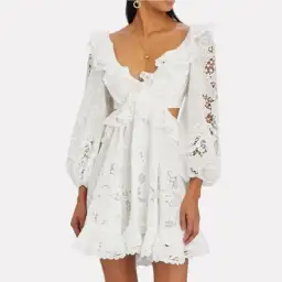 ZIMMERMANN Brighton Cutout Mini Dress New White Size 2/AU 12 for rent on The Volte - image 1