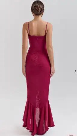 House of CB Gabbi Ruffled Front Gown Wine Size 10 for rent on The Volte - image 5