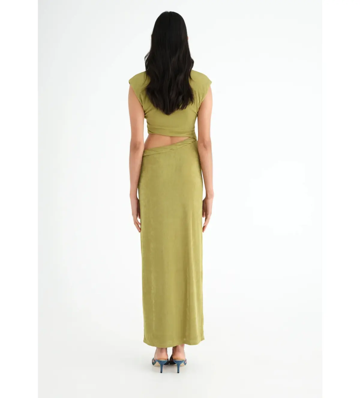 BENNI Henri Twist Maxi Dress in Chartreuse Size AU 10 - Image 3
