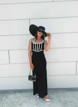 By Johnny Basia Boned Bustier Midi Dress Black Ivory Size 10 for rent on The Volte - image 3